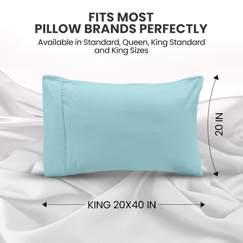 Spa Blue King Size Pillow Cases Set of 4, Ultra Soft Microfiber