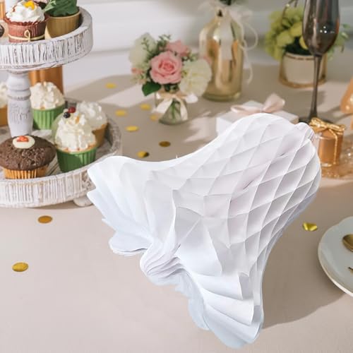 12-Inch White Honeycomb Wedding Bells - Set of 6 Hanging Decorations