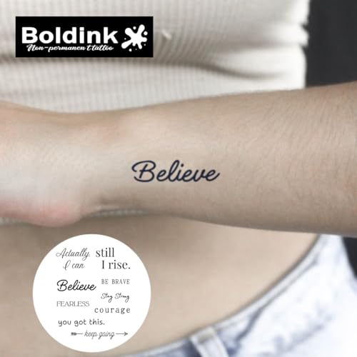 Boldink Semi-Permanent English Words Temporary Tattoos Realistic Fake Ink