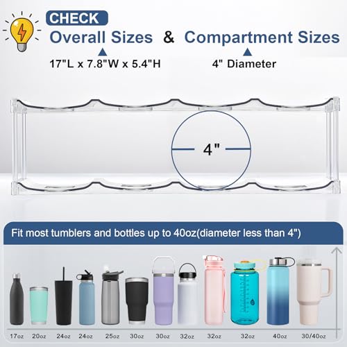 Stackable Water Bottle Organizer for Large Tumblers - Fits 40oz Stanley, YETI, Hydro Flask