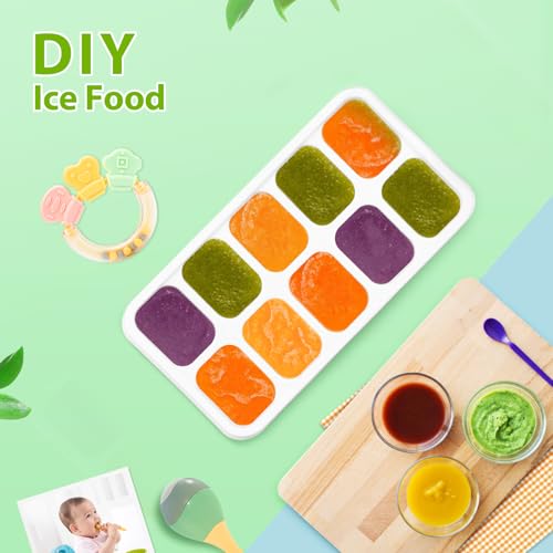 DOQAUS Silicone Ice Cube Tray with Lids - 2 Pack Stackable BPA-Free