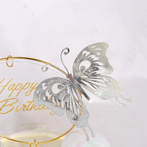 Silver Butterfly Cupcake Toppers 42 Pack 3D Metallic Cake Decorations