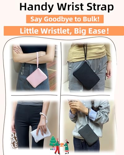 2 Pack Small Zipper Pouch Wristlet Wallet & Mini Makeup Bag