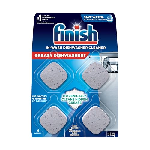 Finish Dishwasher Cleaner Tablets, 4 Count - Deep Clean & Freshen