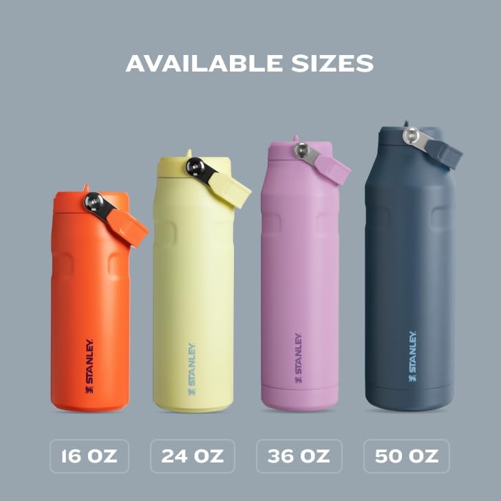 Stanley IceFlow 24 OZ Water Bottle - Insulated Stainless Steel with Built-In Straw | Lightweight & Leak-Resistant | Black
