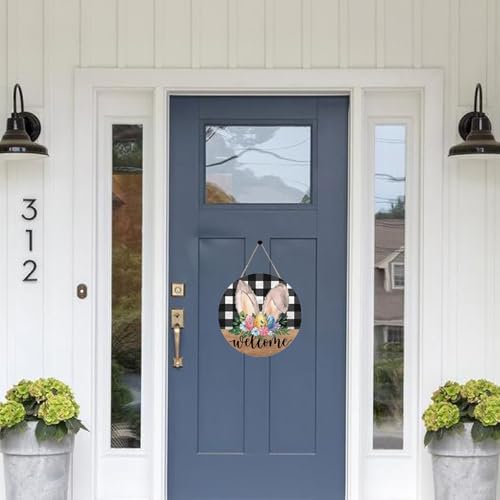Welcome Easter Door Sign with Bunny Ears | 11.81" Wooden Decor