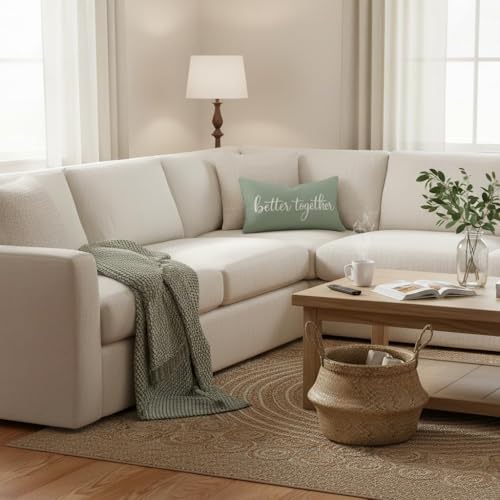 HERHOME Better Together Sage Green Decorative Throw Pillow Cover 12x20 Inch