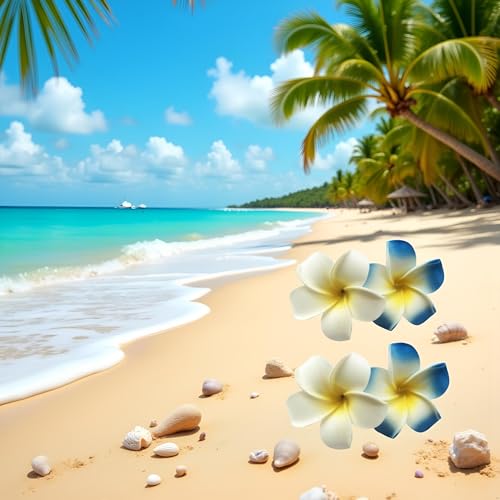 Myuiao 4PCS 7cm Hawaiian Frangipani Foam Flower Hair Clips