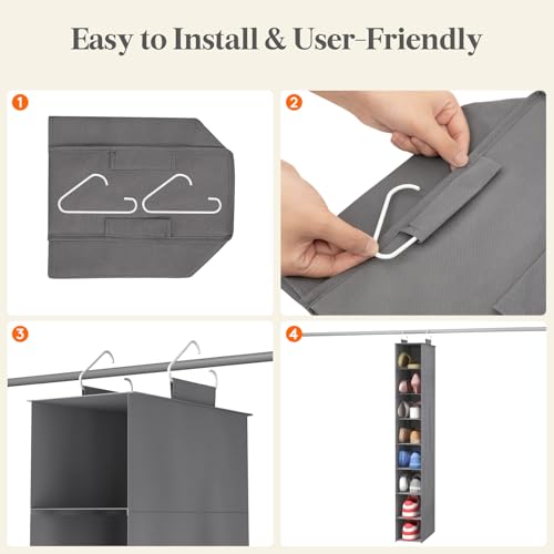 Lifewit 8-Section Hanging Shoe Organizer - Space-Saving Gray Storage