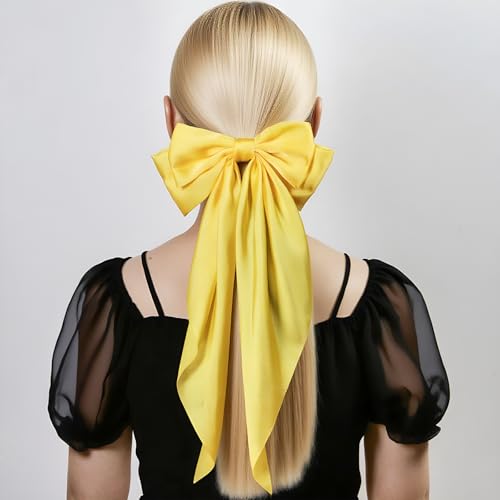 Satin Hair Bows 4PCS Long Tail Design Colorful Clips for Women