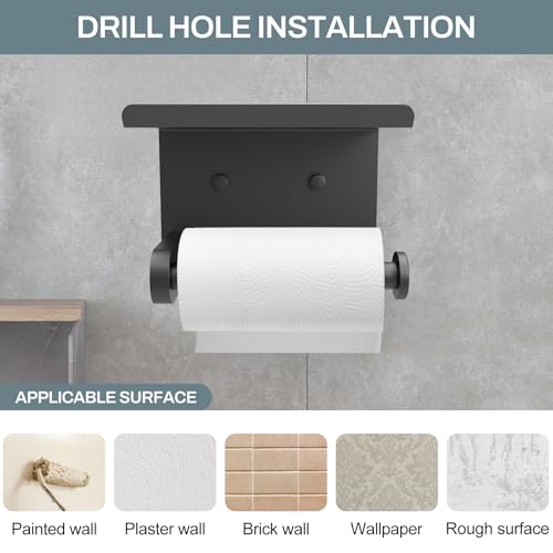 SetSail Matte Black Toilet Paper Holder with Shelf - 1 Pack