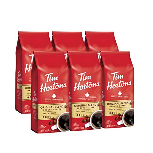 Tim Hortons Original Blend Medium Roast Ground Coffee 12oz Pack of 6