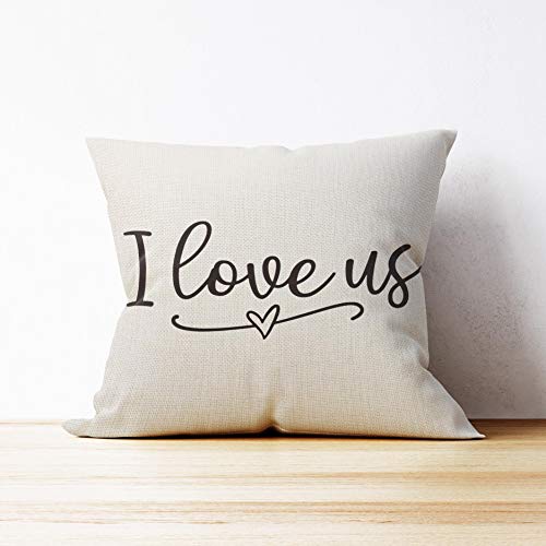 I Love Us Cotton Linen Throw Pillow Cover 18x18 - Color-12 Wedding Gift