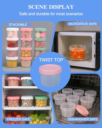 UMETASS 4oz Food Storage Containers with Twist Lids - 12 Pack, Multicolor