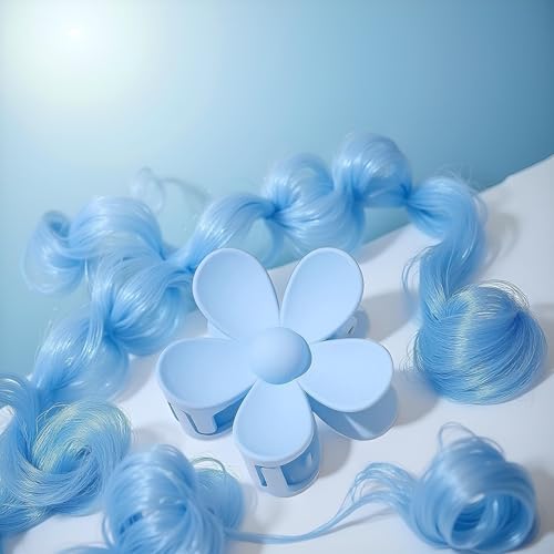Zhuluck Blue Flower Hair Claw Clip - Large Non-Slip Hair Clip for Thick and Thin Hair
