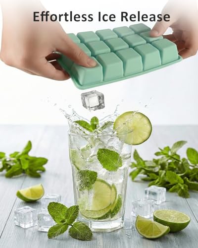 Silicone Ice Cube Trays with Lid - 2 Pack Stackable Molds
