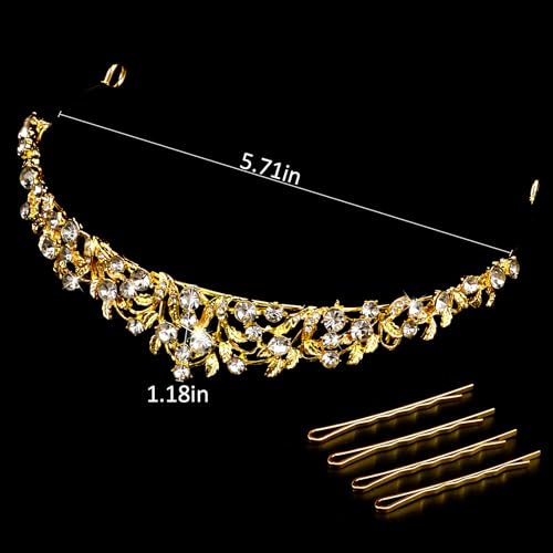 Vovii Gold Rhinestone Bridal Crown and Wedding Tiara for Women