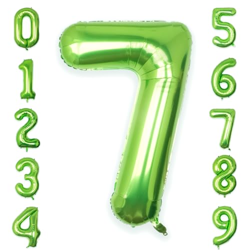 40 Inch Lime Green Number 7 Balloon - Giant Mylar Foil for Parties