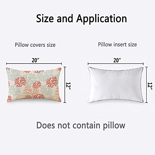 TKS MITLAN Tropical Coral Pillow Covers 12x20 Inch Faux Linen