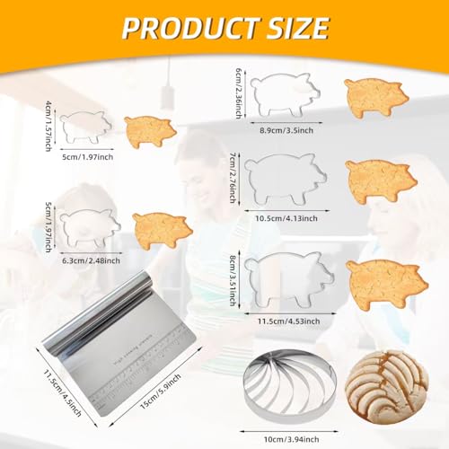 Stainless Steel Pig Cookie Cutter Set - 5 Sizes for Baking