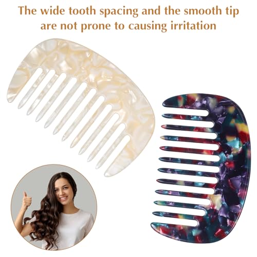 Acetate Mini Wide Tooth Hair Comb 2-Pack Anti-Static Pocket Travel Comb