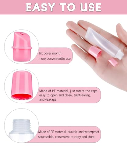 Guokoo 7pcs Clear Lip Gloss Squeeze Tubes - 10ml Refillable Cosmetic Containers