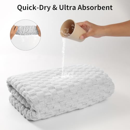 Ultra Soft Grey Bath Towel 55 x 27 Inches - Quick Dry, Lint-Free