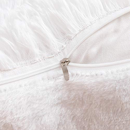 ANRODUO Faux Fur Throw Pillow Covers - 18x18 Inch White, Set of 2