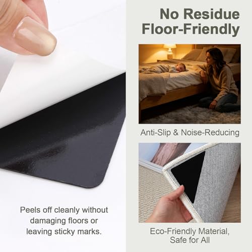 12 Pcs Non-Slip Rug Grip Pads for Hardwood & Tile Floors