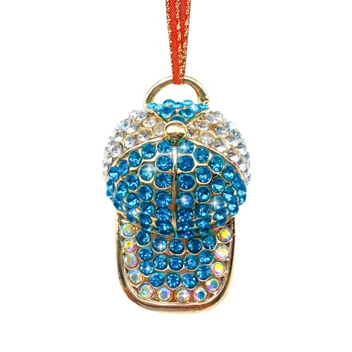 2025 Metal Baseball Cap Christmas Ornament with Rhinestones