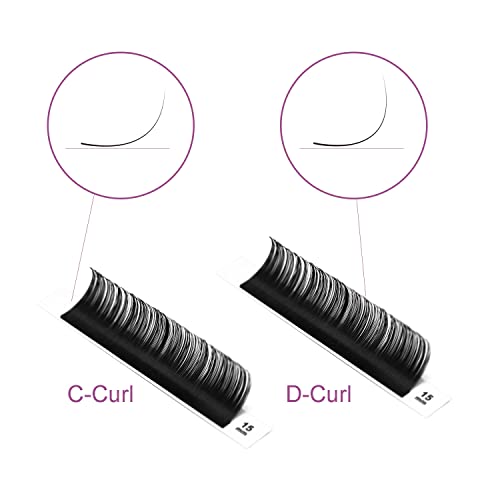 QDMEYEA Individual Eyelash Extensions 0.07 C Curl 14mm Silk Lashes