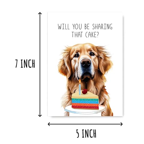 Golden Birthday Cake Card - Humorous Golden Retriever Greeting Card