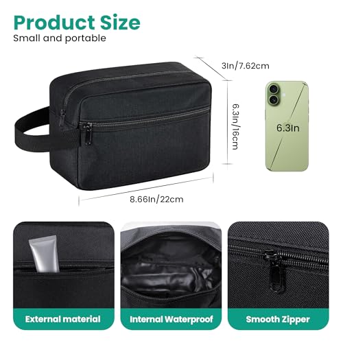 ZENBAGTH Small Travel Toiletry Bag for Women and Men Black Cosmetic Bag