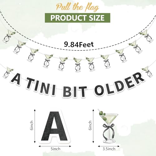 A Tini Bit Older Martini Birthday Banner - Green and Black Party Decor