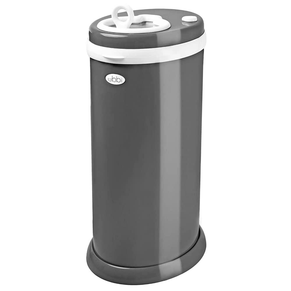 Ubbi Steel Diaper Pail - Odor Locking Design, No Special Bags Needed | Award-Winning Slate Color