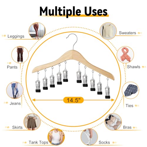 Snuvid Wooden Legging Organizer - 2 Pack Hanging Closet Hangers with 20 Clips