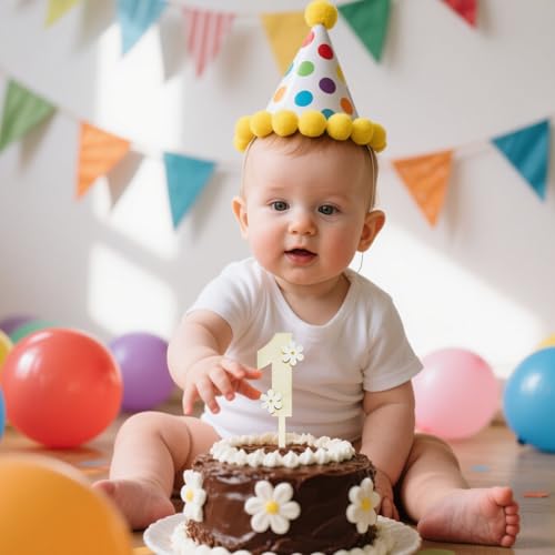 Rustic Wooden Daisy Cake Topper for 1st Birthday Celebration