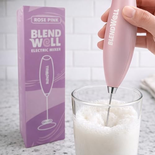 BlendWell Handheld Electric Milk Frother for Coffee and Matcha - Rose Pink