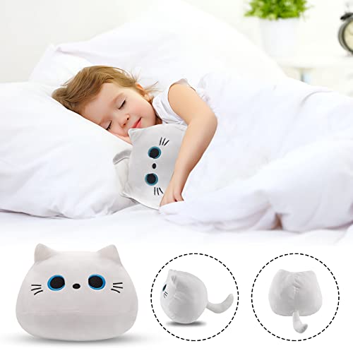 10-Inch Cute White Cat Plush Toy - Soft & Cuddly Gift