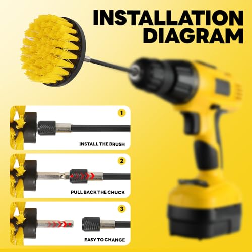 6-Piece Drill Brush Cleaning Kit with Extendable Rod for Home & Car