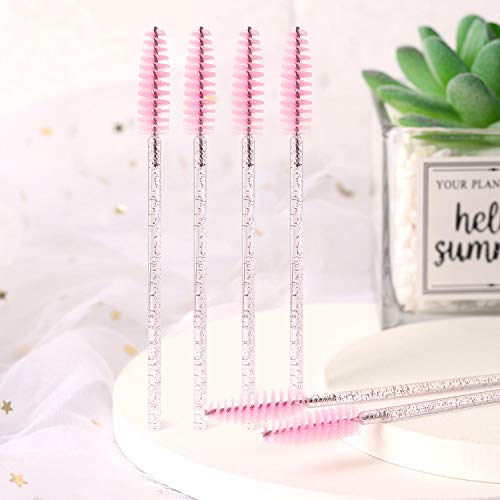 Tbestmax 100-Pack Disposable Eyelash Brushes & Mascara Wands - Pink