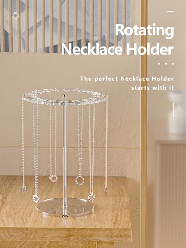 Acrylic Necklace Organizer Stand - Rotating Jewelry Display Rack