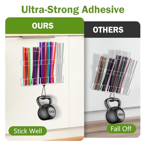 Large Acrylic Straw Holder for Cabinet Door - Space-Saving Organizer