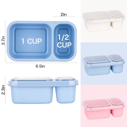 DOSEWART 2-Compartment Reusable Snack Containers - Eco-Friendly Meal Prep Packs (3 Pack)