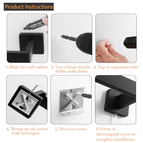JOPOFI Matte Black Toilet Paper Holder - Modern Design, 1 pcs