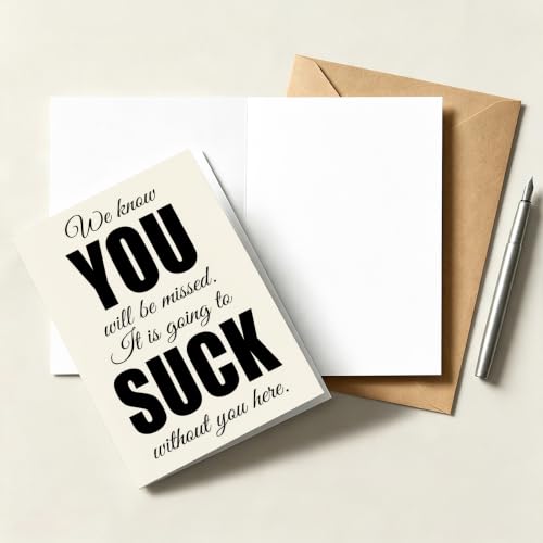 Lhazyl Funny Coworker Farewell Card - Going to Suck Sarcastic Goodbye from Group Team - Model LVE-HK-KC85