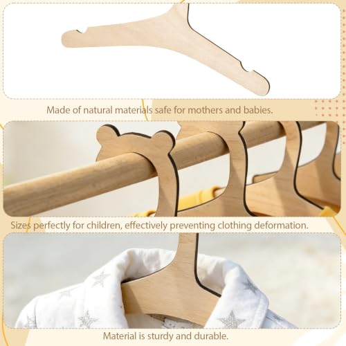 Wooden Baby Clothes Hangers with Bear Ears Design - 20 Pack