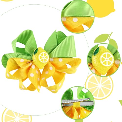 PLwelth Lemon Bow Hair Clip for Women and Girls, Cute Fruit Hair Barrettes