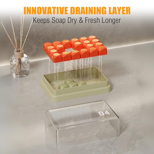 Sage Green Minimalist Shampoo Bar Holder with Drain Tray