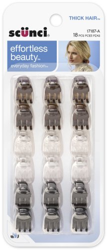 Scunci Mini Jaw Hair Clips 1cm Neutral Colors Pack of 18